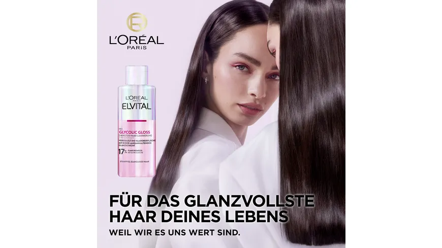 L'Oréal Paris Elvital Glycolic Gloss 5 Minuten Haar-Laminierung - Versiegelung für intensiven Glanz bei stumpfem Haar 200 ml