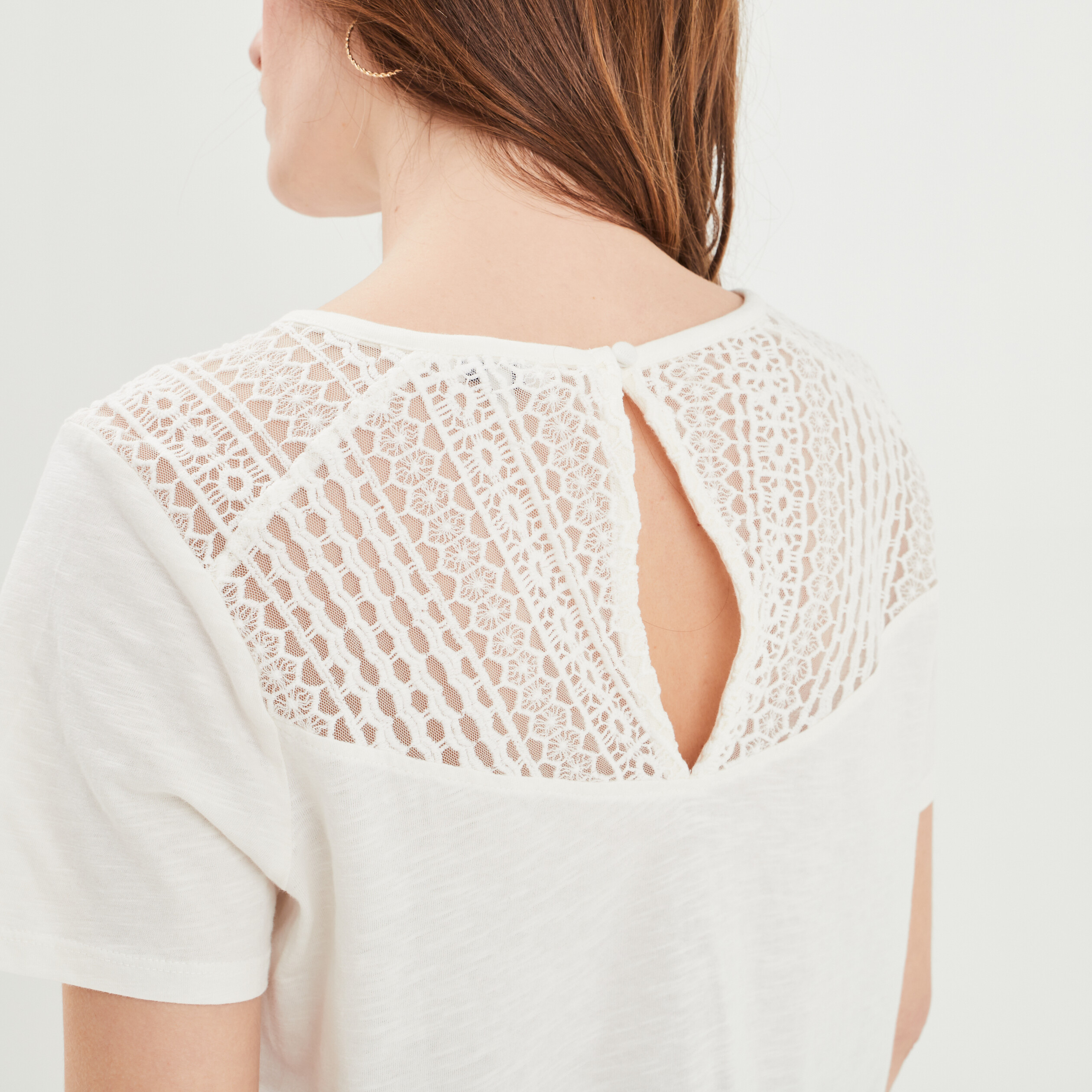 T-shirt épaules et dos macramé Creeks jaune clair femme | La Halle