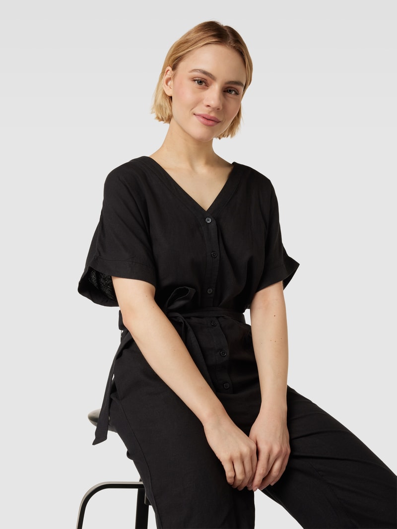 Jumpsuit mit Leinen-Anteil Modell 'Falakka' in schwarz