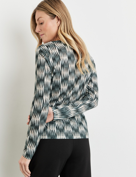 Gemustertes Langarmshirt mit Ausbrenner-Qualität