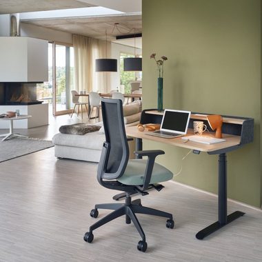 sedus Drehstuhl se:do Pro Light, Drehstuhl, Bürostuhl, Netzmembran Schwarz (Schiebesitz, Rückenlehne verstellbar, Höhenverstellbar 40-52cm, bis 130kg Belastbar, 23° Öffnungswinkel), Optional mit Armlehnen, Nackenstütze und, Lordosenstütze