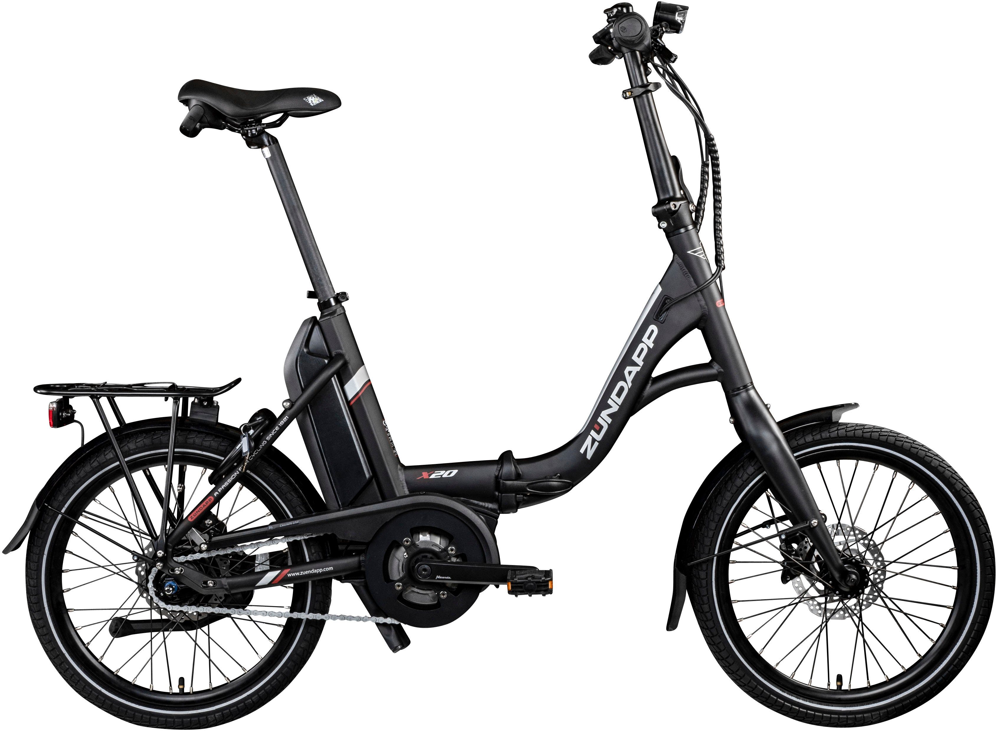 Zündapp E-Bike X20, 7 Gang Shimano Nexus Schaltwerk, Nabenschaltung, Mittelmotor, 400 Wh Akku