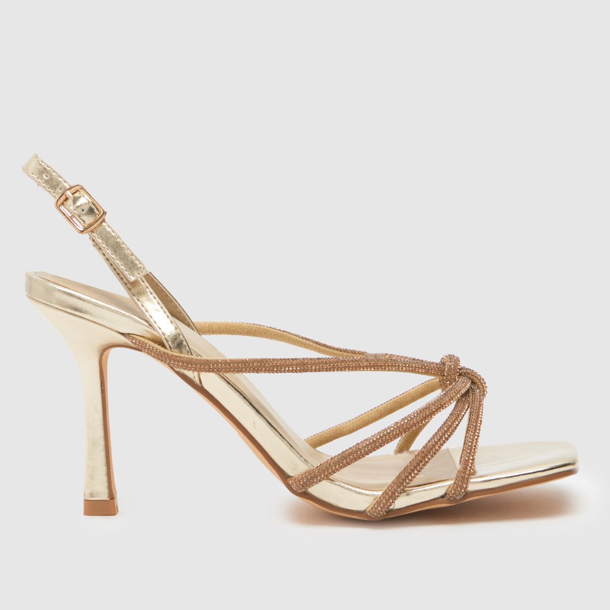 Schuh Sana – Guldfärgade högklackade skor med utsmyckning