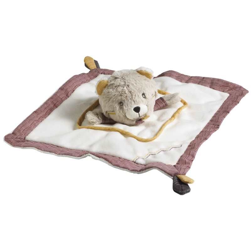 Doudou mouchoir Ours et Bordeaux Timouki