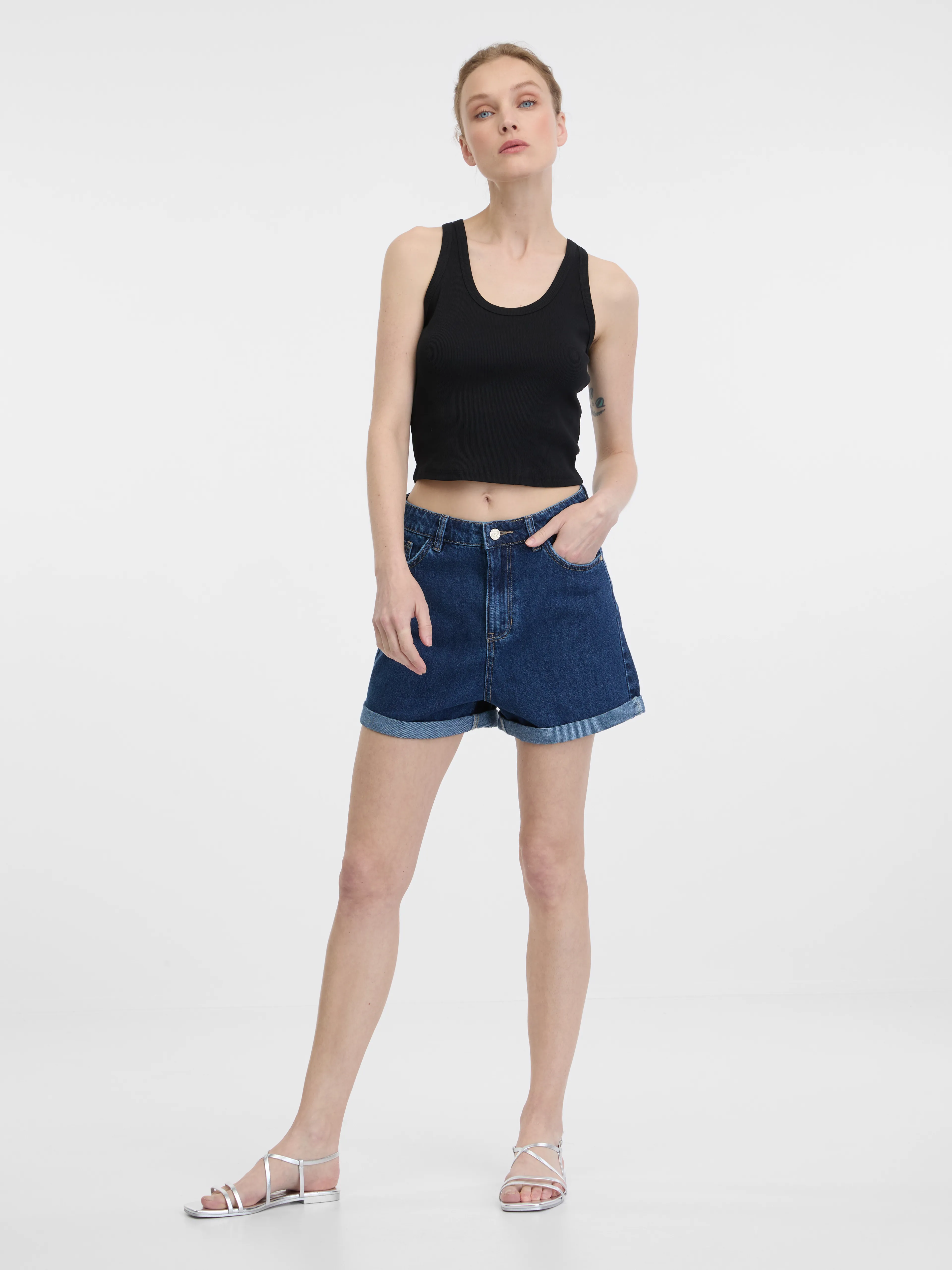 Dunkelblaue Damen Denim Shorts ORSAY