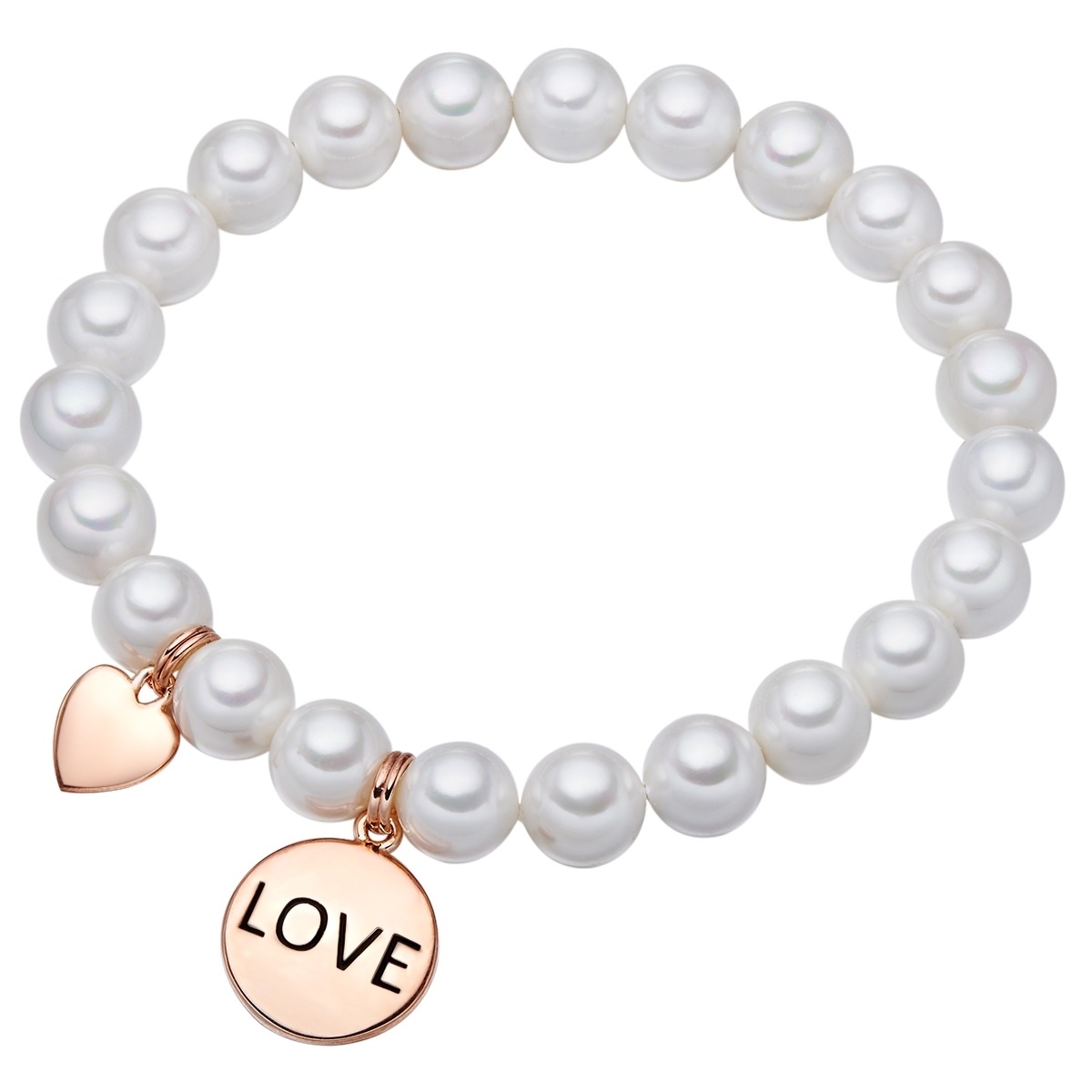 Perlen-Armband Love Messing Muschelkernperle in Roségold