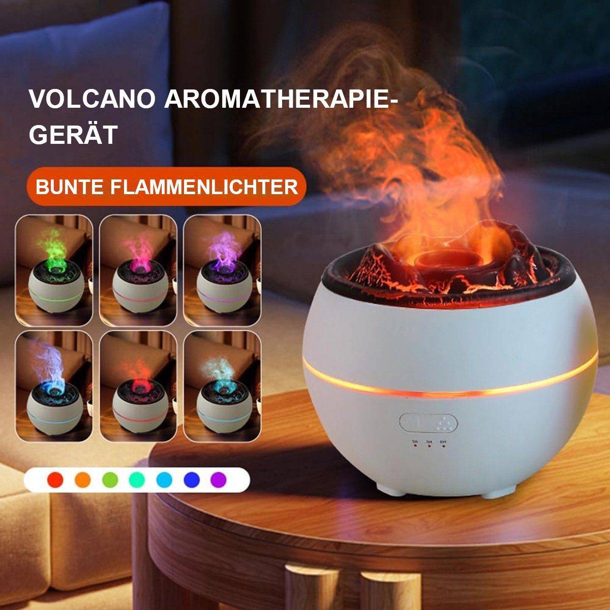 Yoyaxi Luftbefeuchter 360 ml Flammen-Aromatherapie-Diffusor für Zuhause und Schlafzimmer, Großer Luftbefeuchter mit automatischer Abschaltung, LED-Nachtlicht