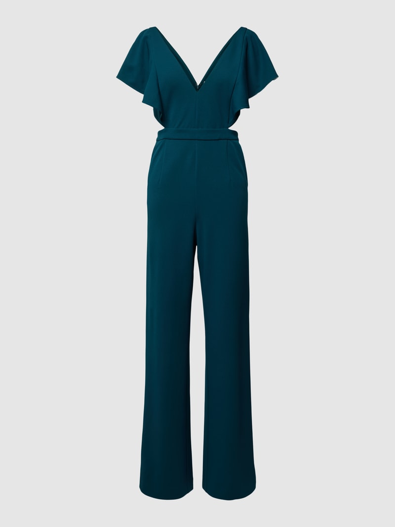 Jumpsuit mit Cut Out in dunkelgrün meliert