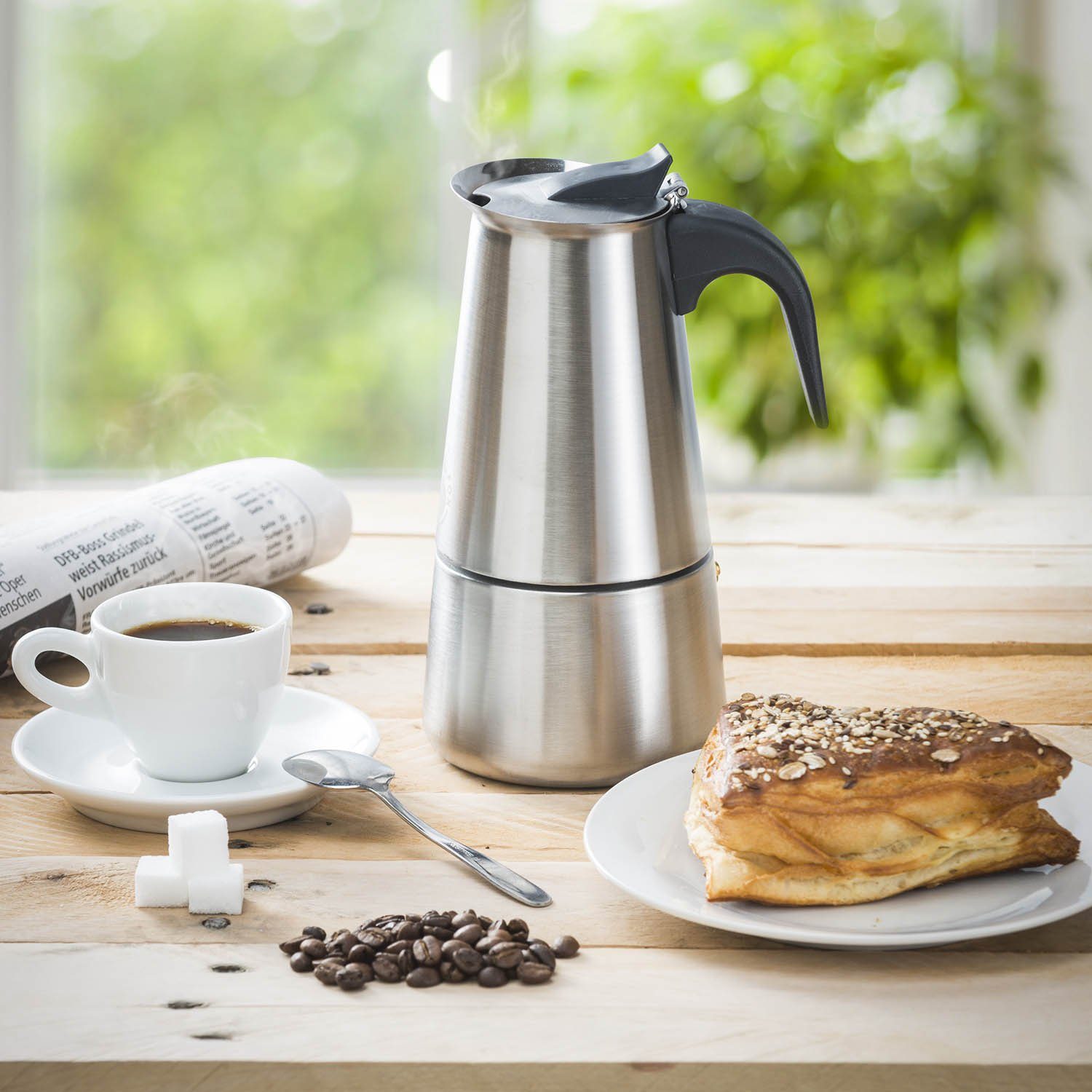 Coffee Fox Espressokocher Kaffeebereiter Kaffeekocher, Espresso-Kanne aus Edelstahl