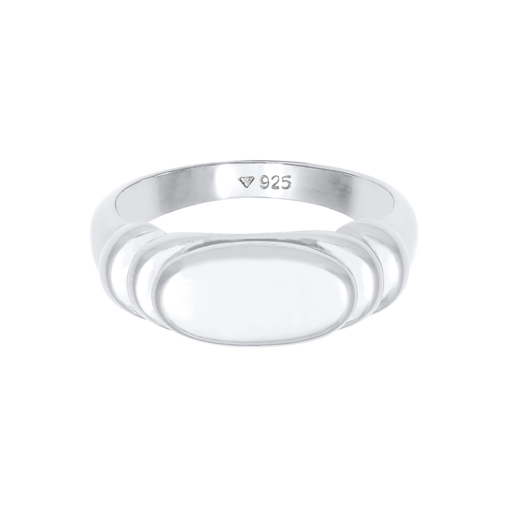 Elli Elli Bague Bague sceau femme polie ovale dégradée en argent massif 925 Bague