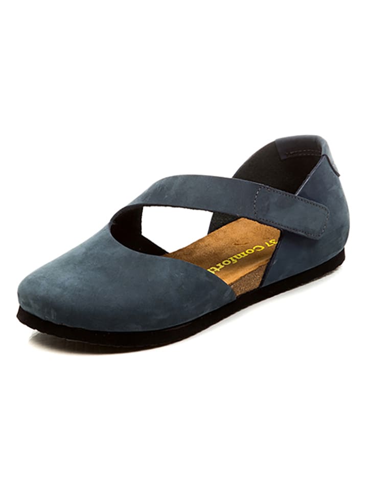 Comfortfusse Leder-Ballerinas in Dunkelblau günstig kaufen