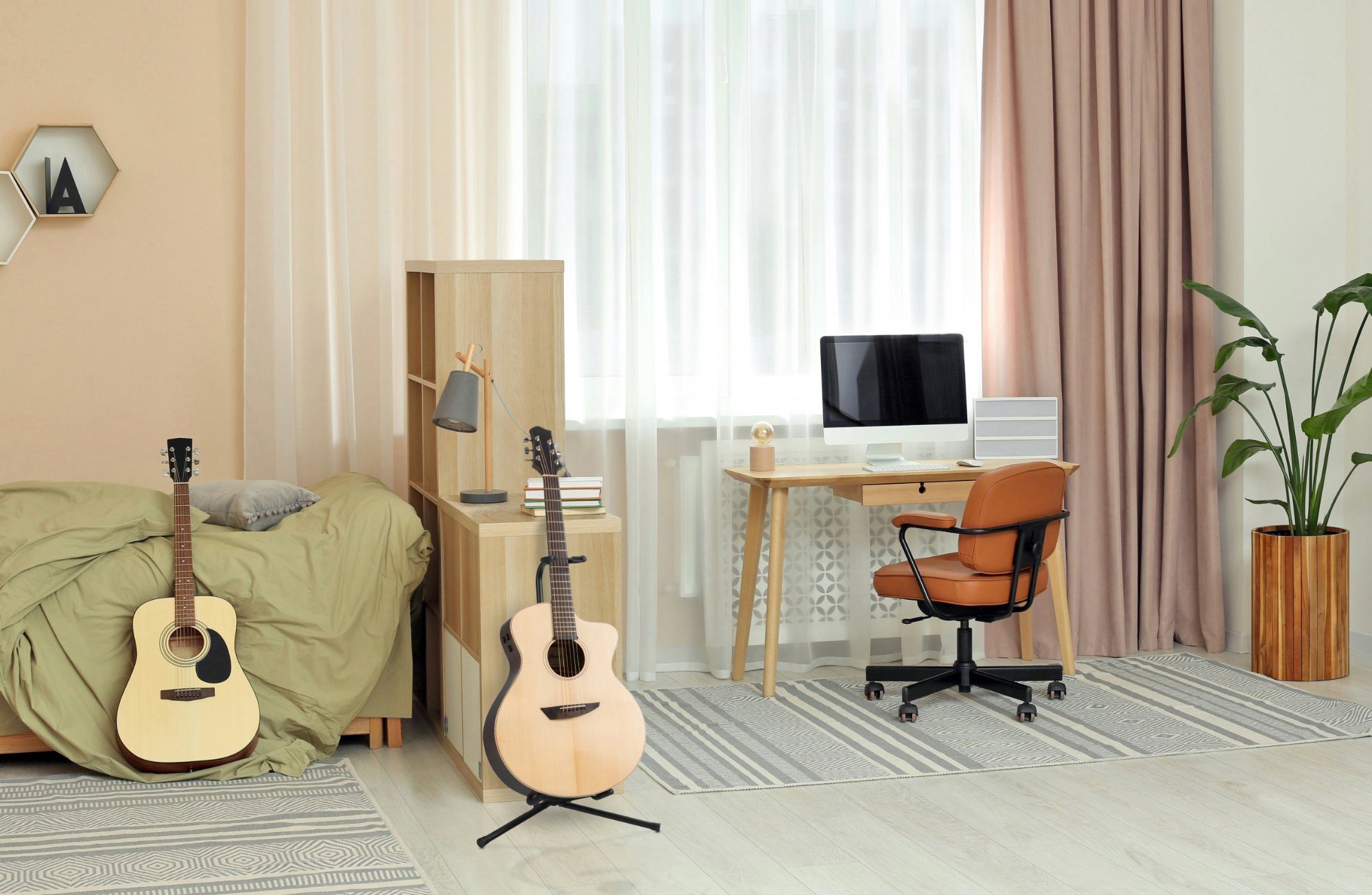 Rocktile Gitarrenständer GSN-01 Gitarrenstativ mit Halsstütze, (1-tlg), Passend für Gitarre, Bass, Banjo etc.