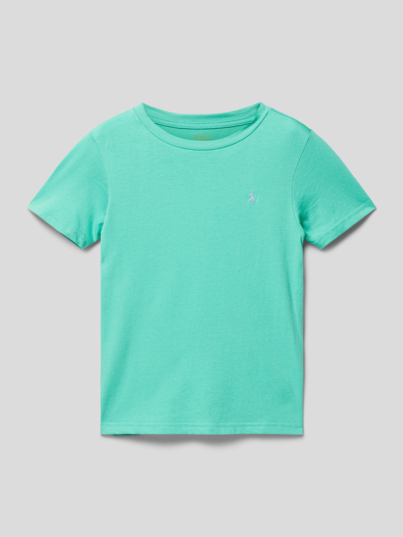 T-Shirt mit Label-Stitching in lagune
