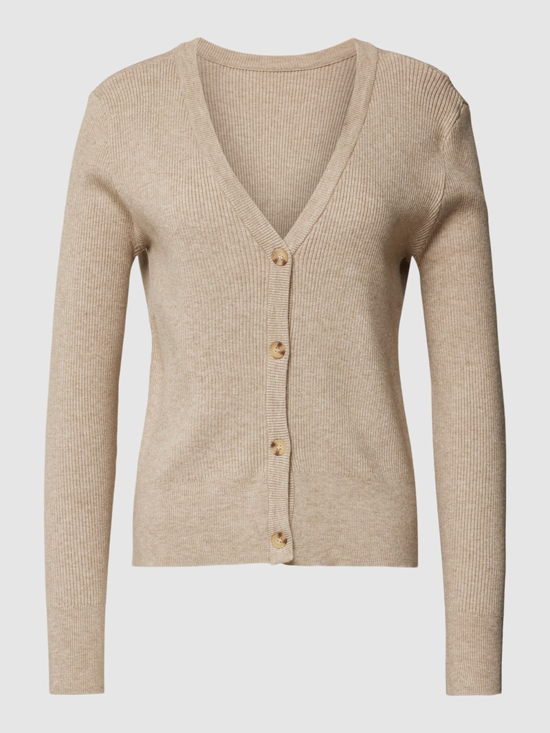 Strickjacke mit V-Ausschnitt in beige