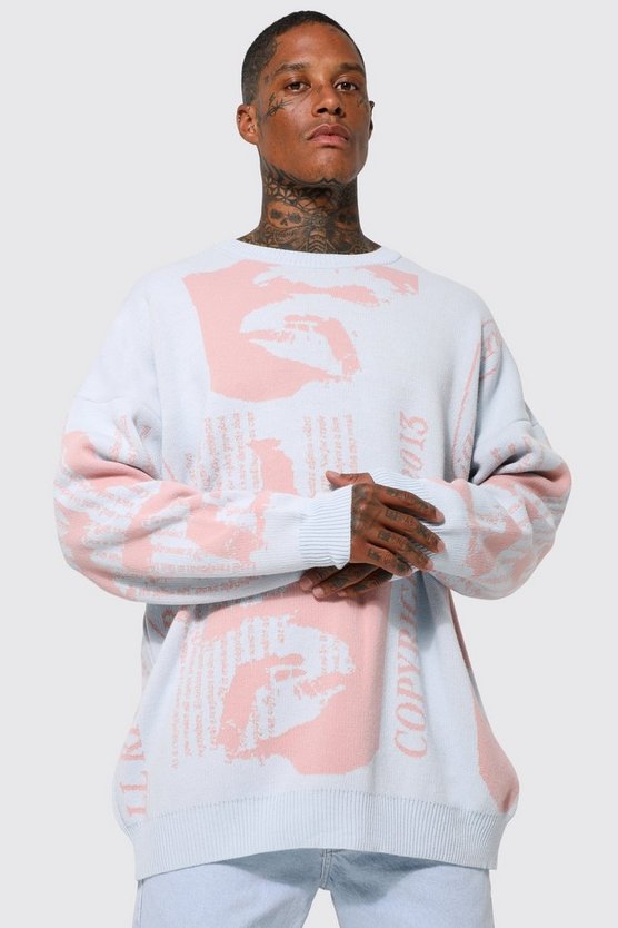 Oversize Strickpullover mit Print