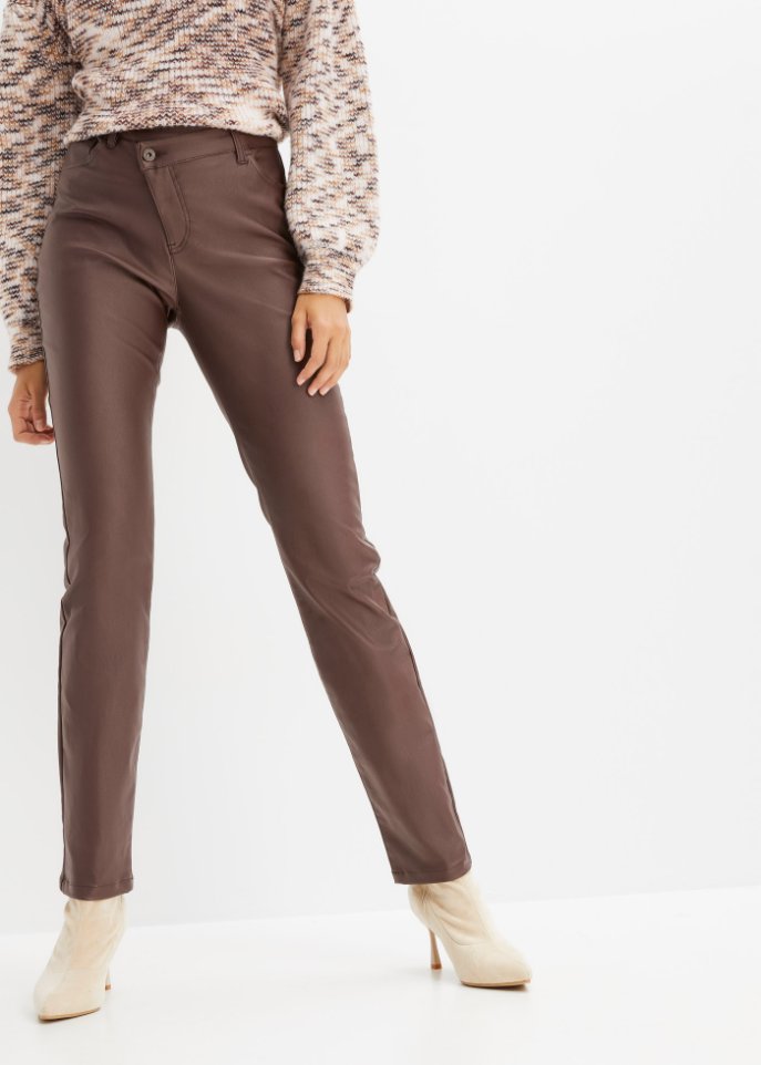 Lederimitat-Hose mit schrägem Bund