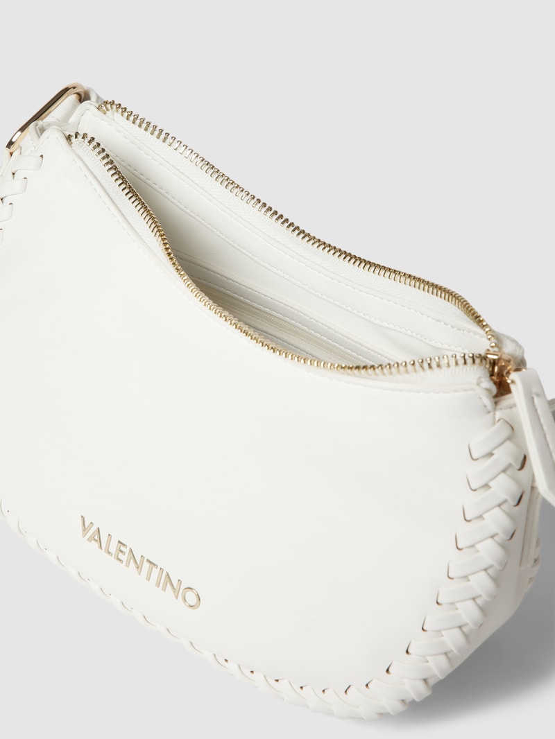Shoulder Bag mit Flecht-Details Modell 'VARSAVIA' in weiß