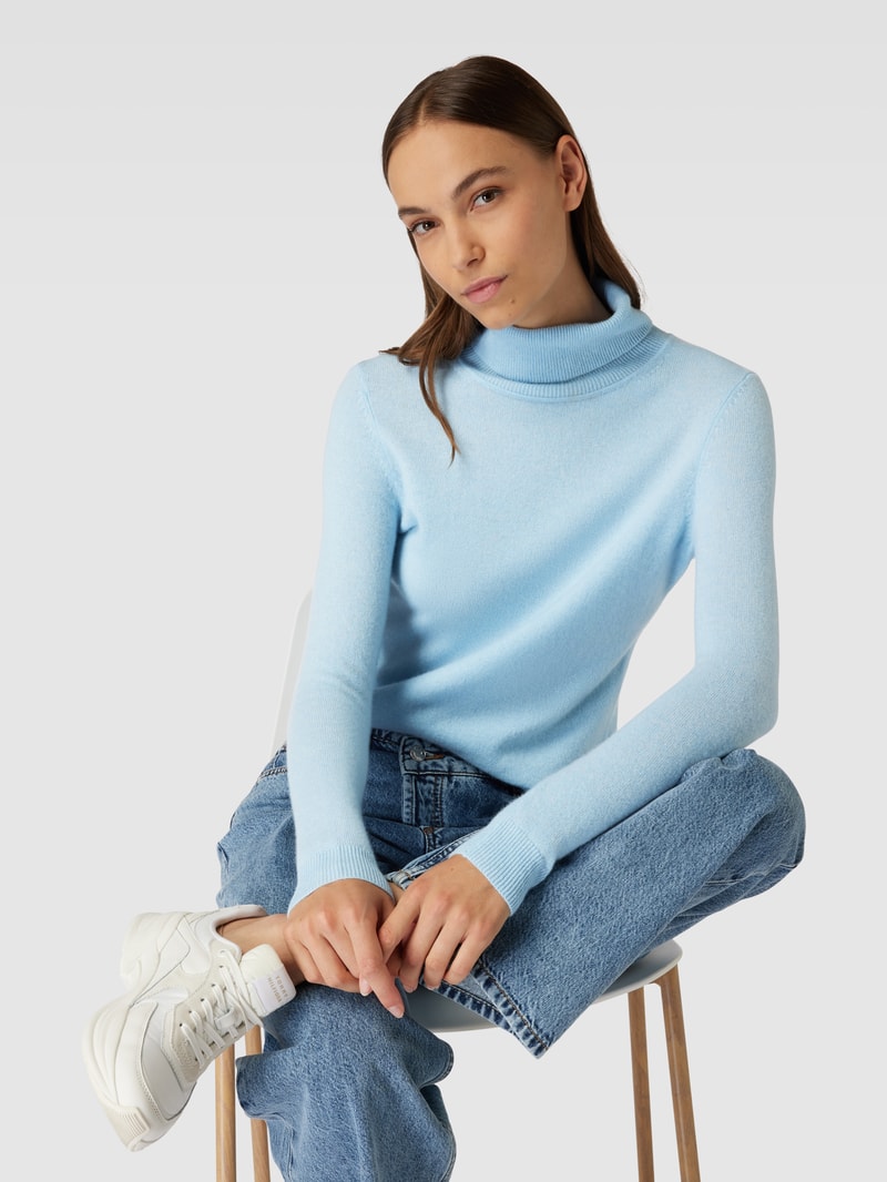 Kaschmirpullover in melierter Optik in bleu