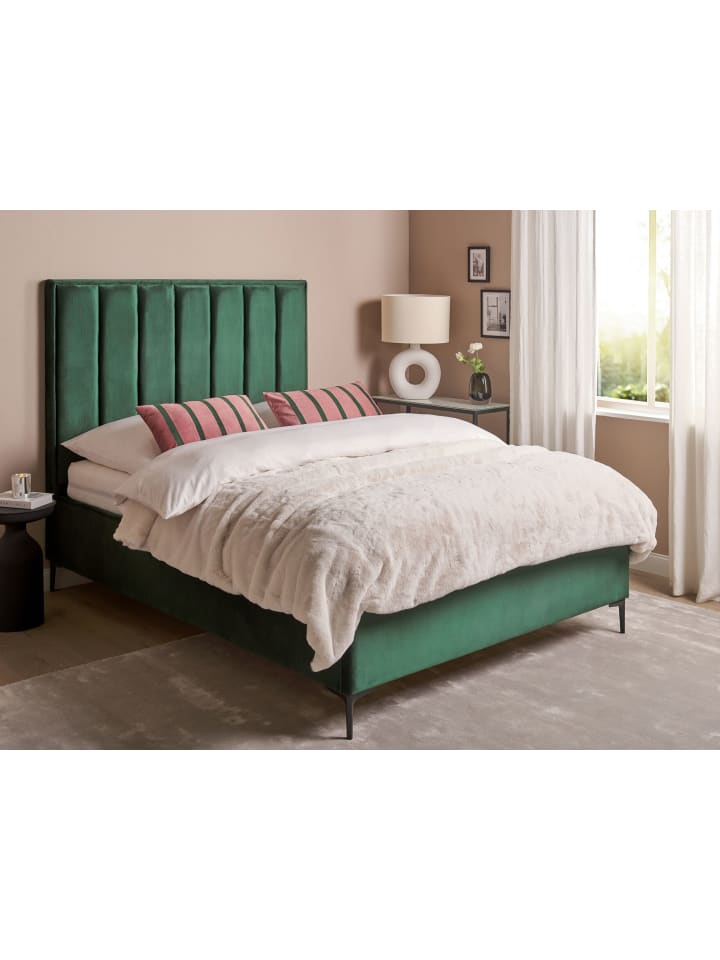 Beliani Doppelbett SEZANNE in Grün/Schwarz - (W) 150 x (H) 142 x (L) 215 cm günstig kaufen onesize