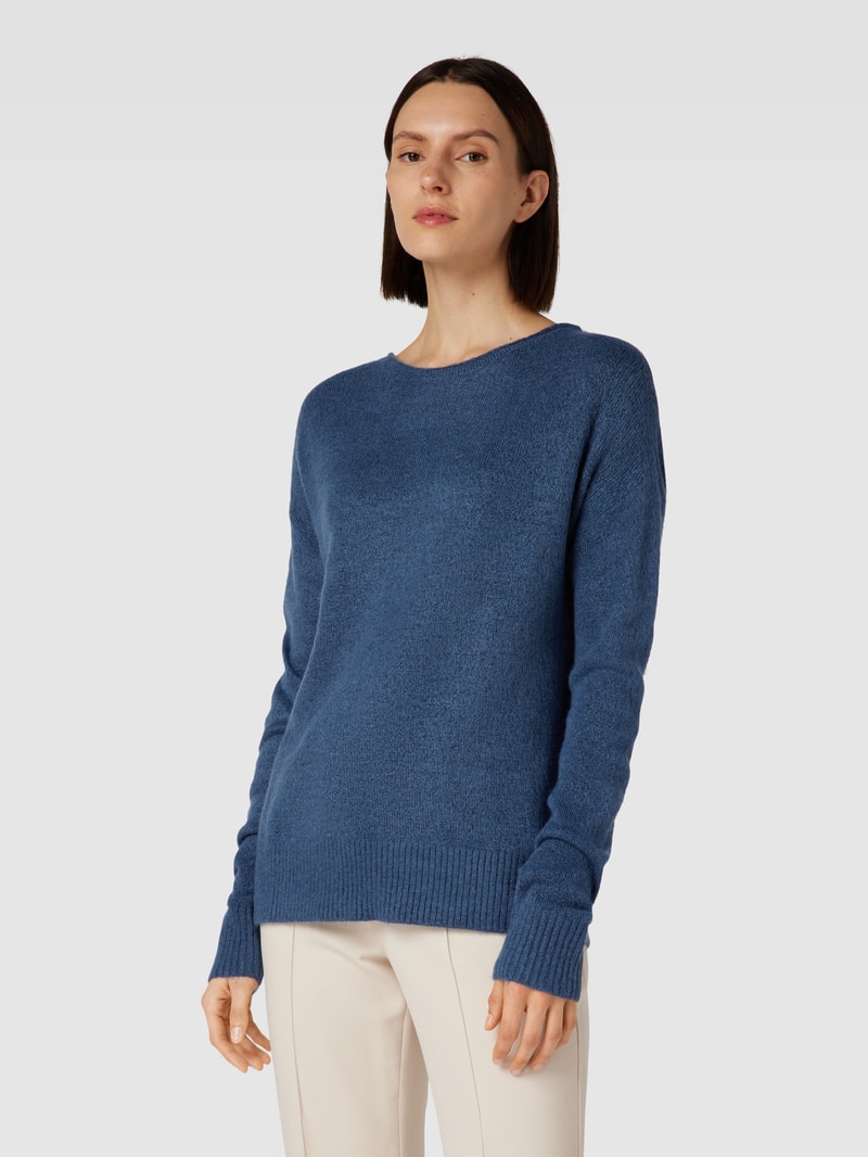 Strickpullover in melierter Optik in rauchblau meliert