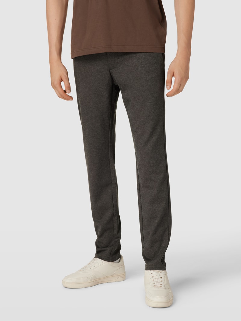 Tapered Fit Stoffhose mit feinem Allover-Muster Modell 'Mark' in mittelbraun
