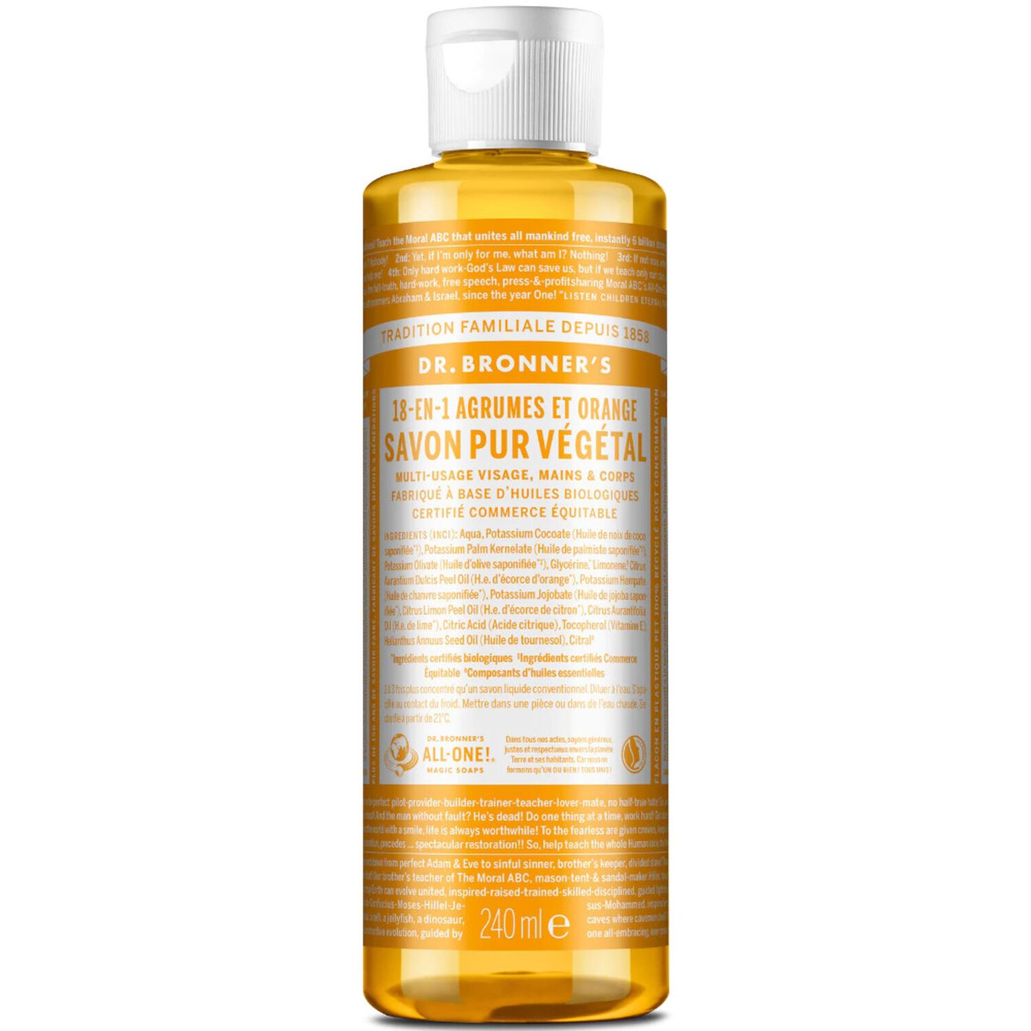 Dr Bronners Savon Liquide Agrumes Un savon de Castille liquide naturel 18-en-1