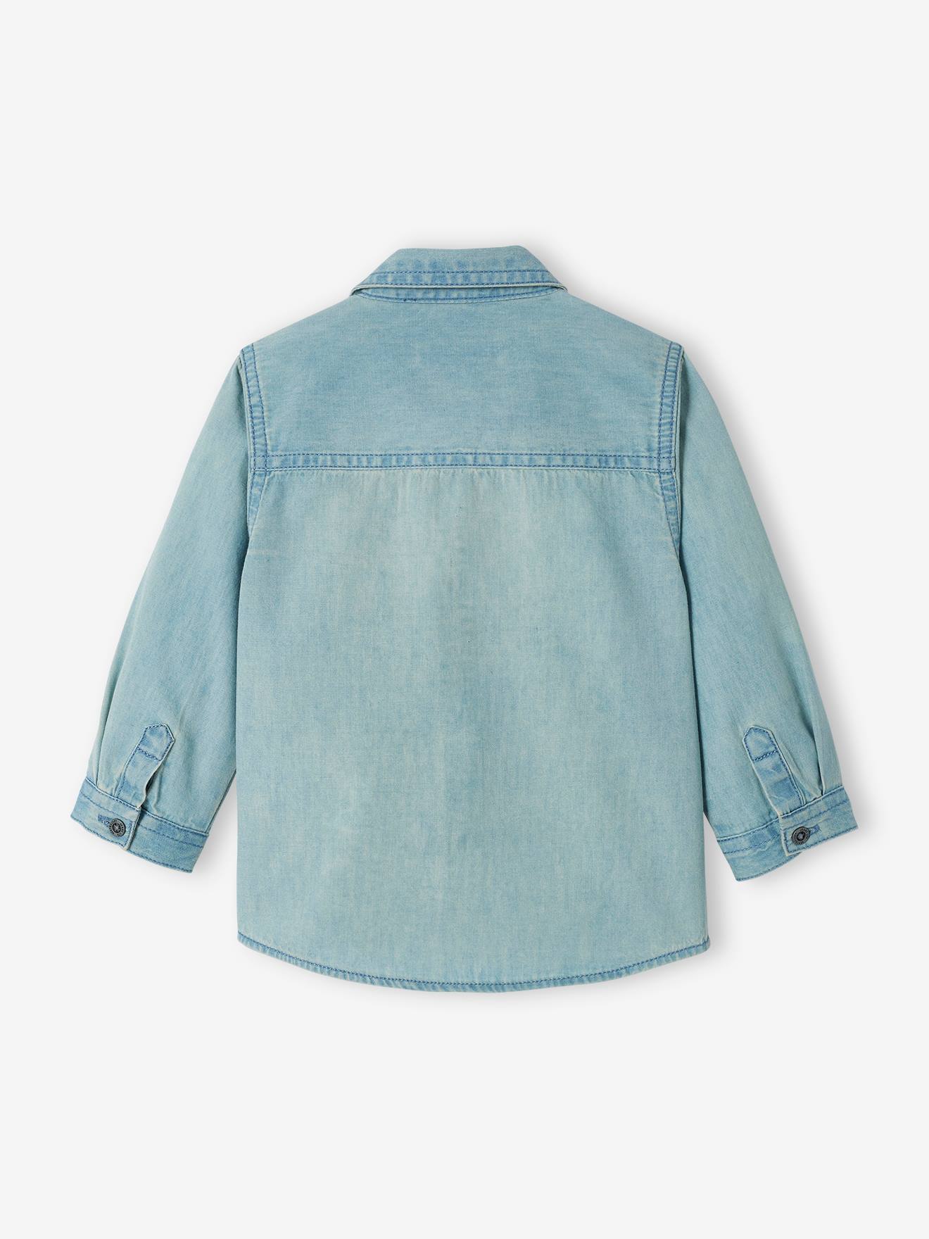 Chemise en jean bébé personnalisable garçon denim bleached
