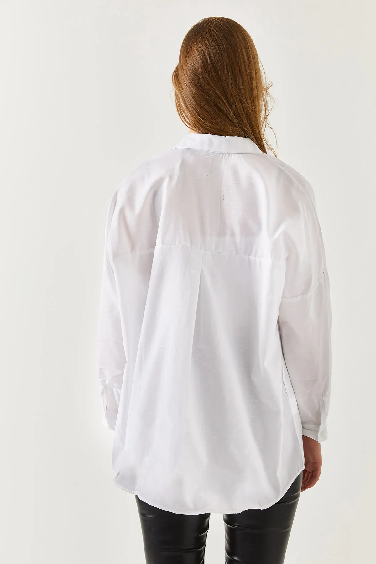 armonika  Übergroßes langes Basic-Shirt - Weiß