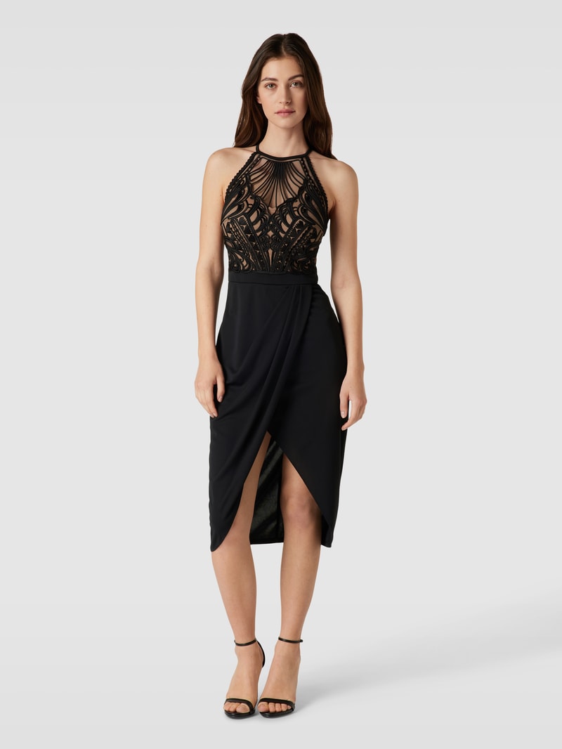 Cocktailkleid mit Lochmuster in schwarz