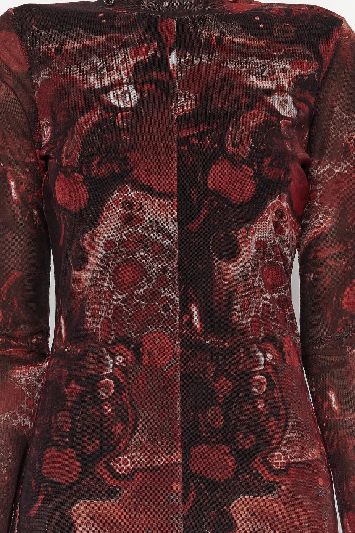 Trendyol Collection  Braunes, bedrucktes, mit Tüll gefüttertes, figurbetontes, hochgeschlossenes Midi-Strickkleid TWOAW24EL00165