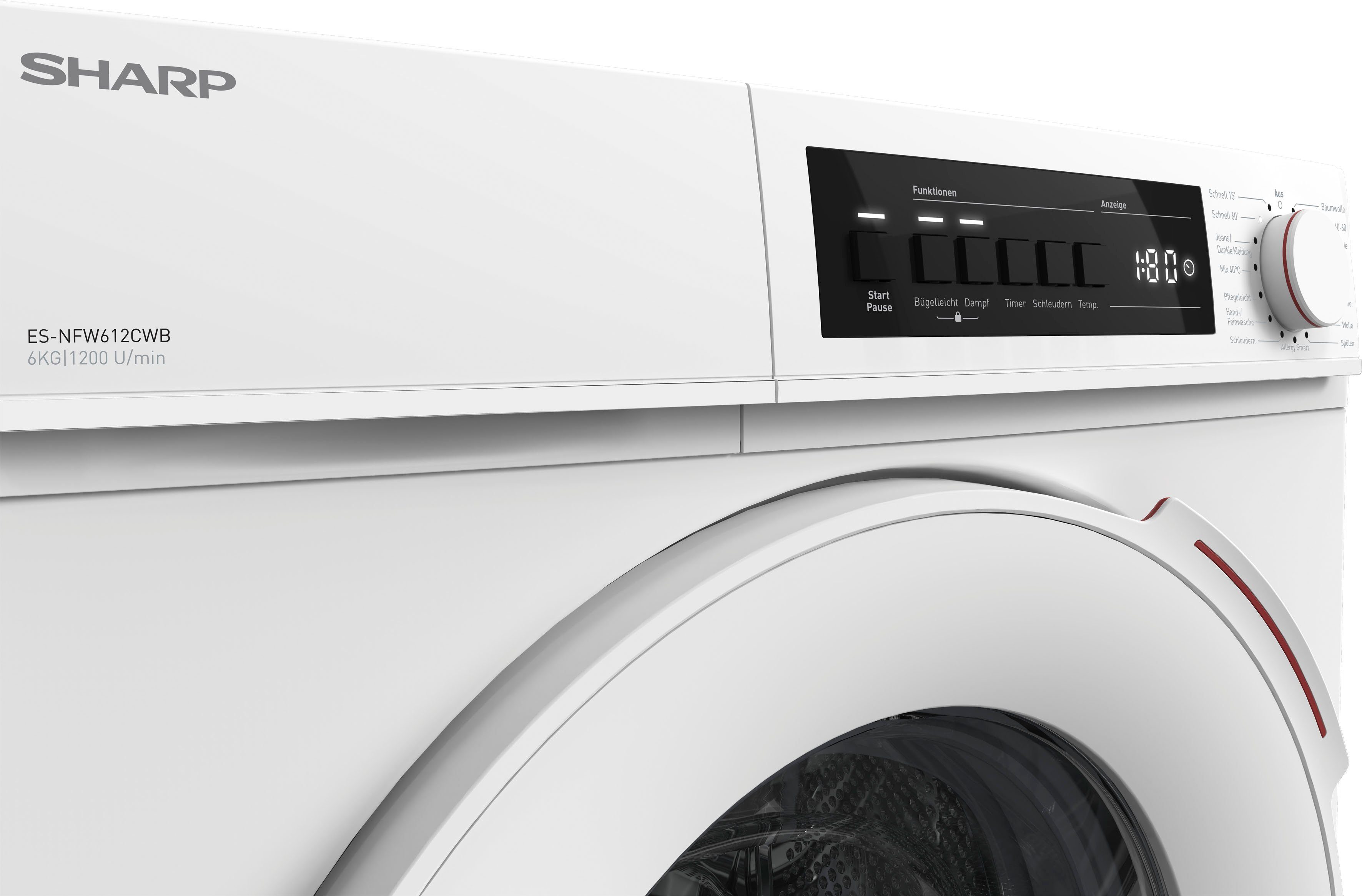 Sharp Waschmaschine ES-NFW612CWB-DE, 6 kg, 1200 U/min