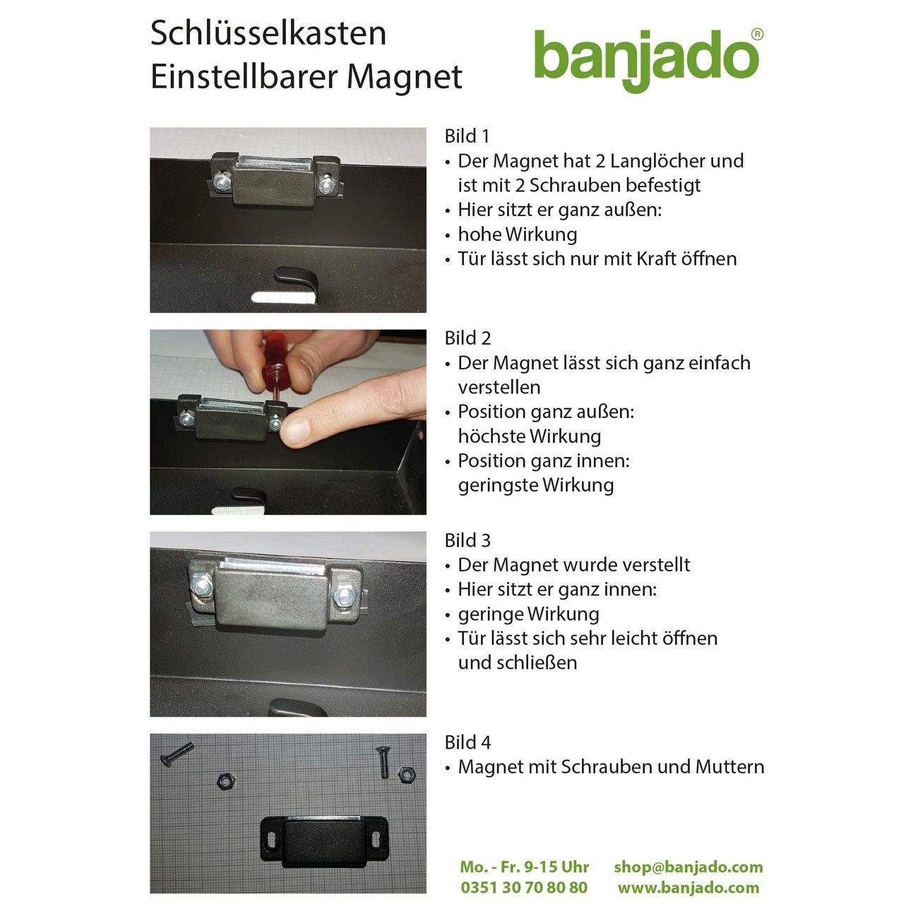 banjado Schlüsselkasten Edelstahl Graues Holz (verstellbarer Magnetverschluss, mit 10 Haken), 24 x 21,5 x 7 cm