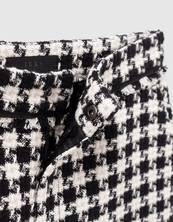 Short noir effet tweed à motif pied-de-coq Femme