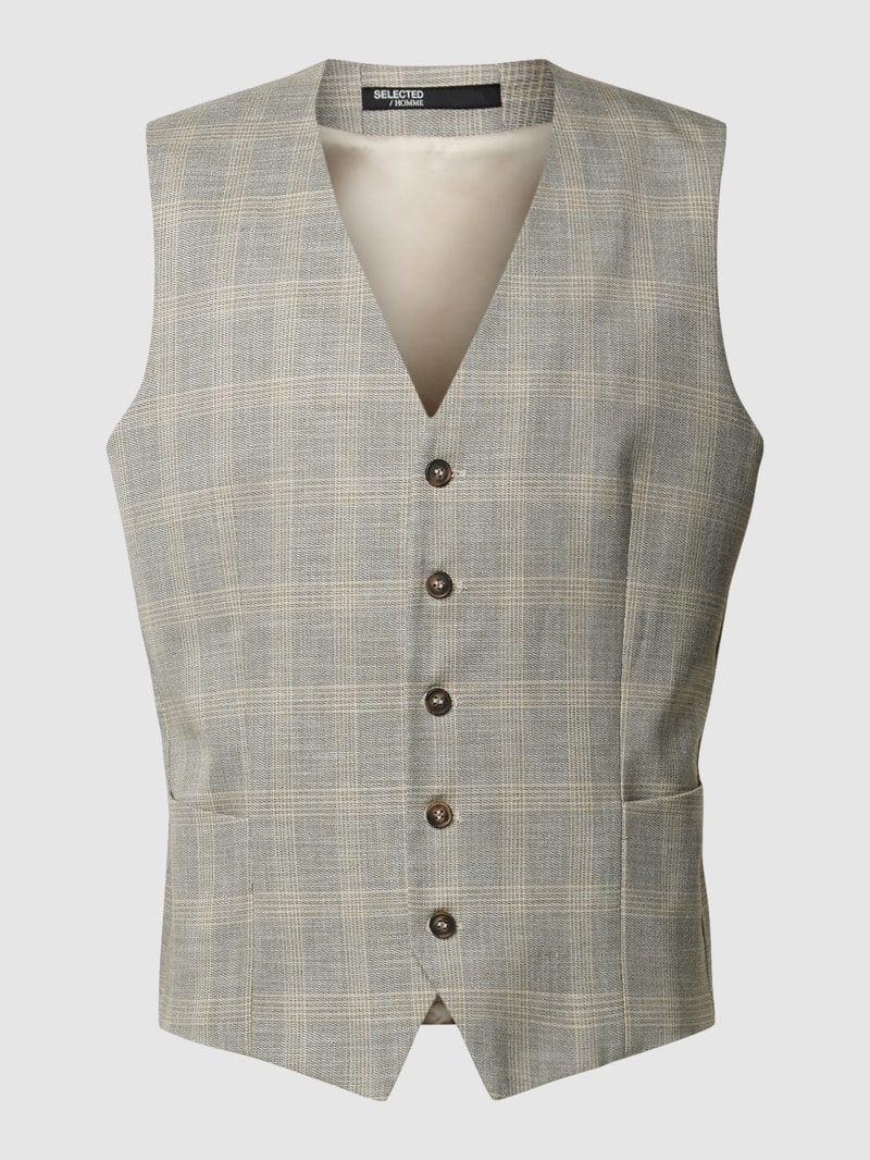 Slim Fit Weste mit Glencheck-Muster Modell 'NEIL' in sand