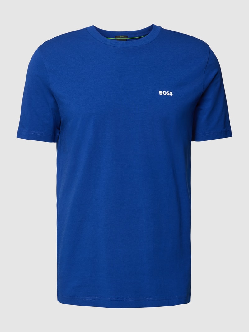 T-Shirt mit Label-Print in royalblau