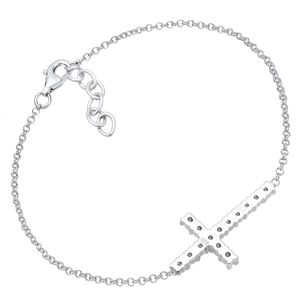 Elli Elli Bracelet Femmes Symbole Croix Classique avec Cristaux en Argent Sterling 925 Bracelet