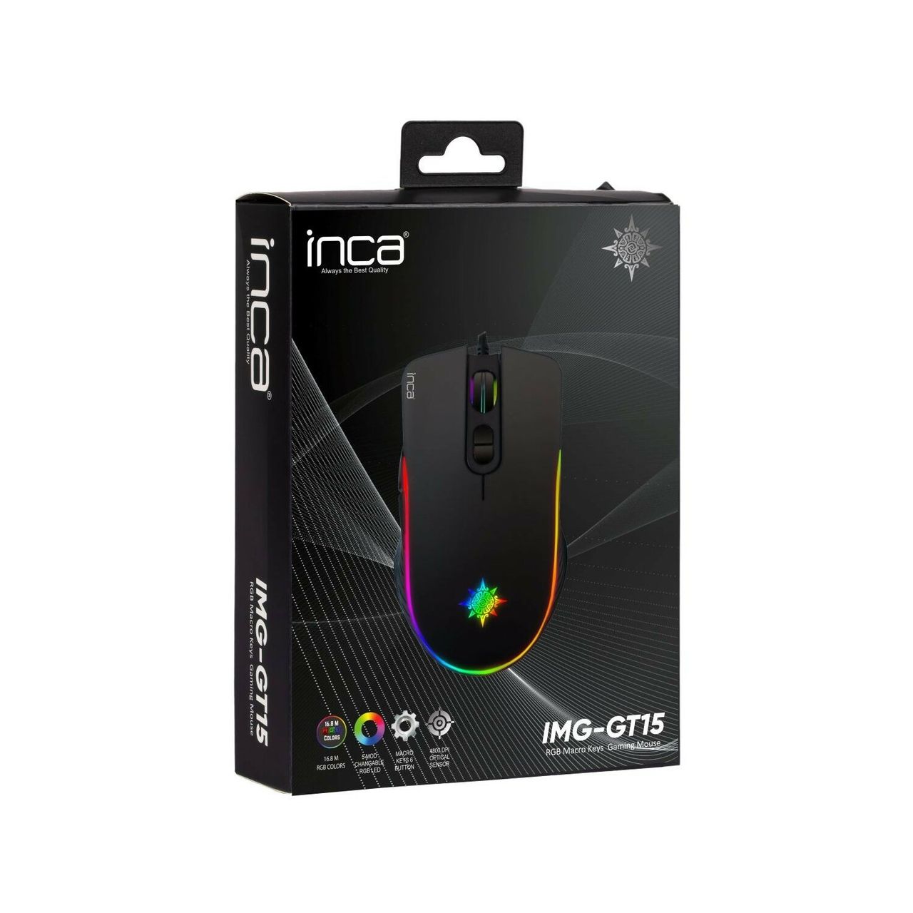 Inca RGB Makro Tasten Professional Gaming Maus 4800 DPI schwarz