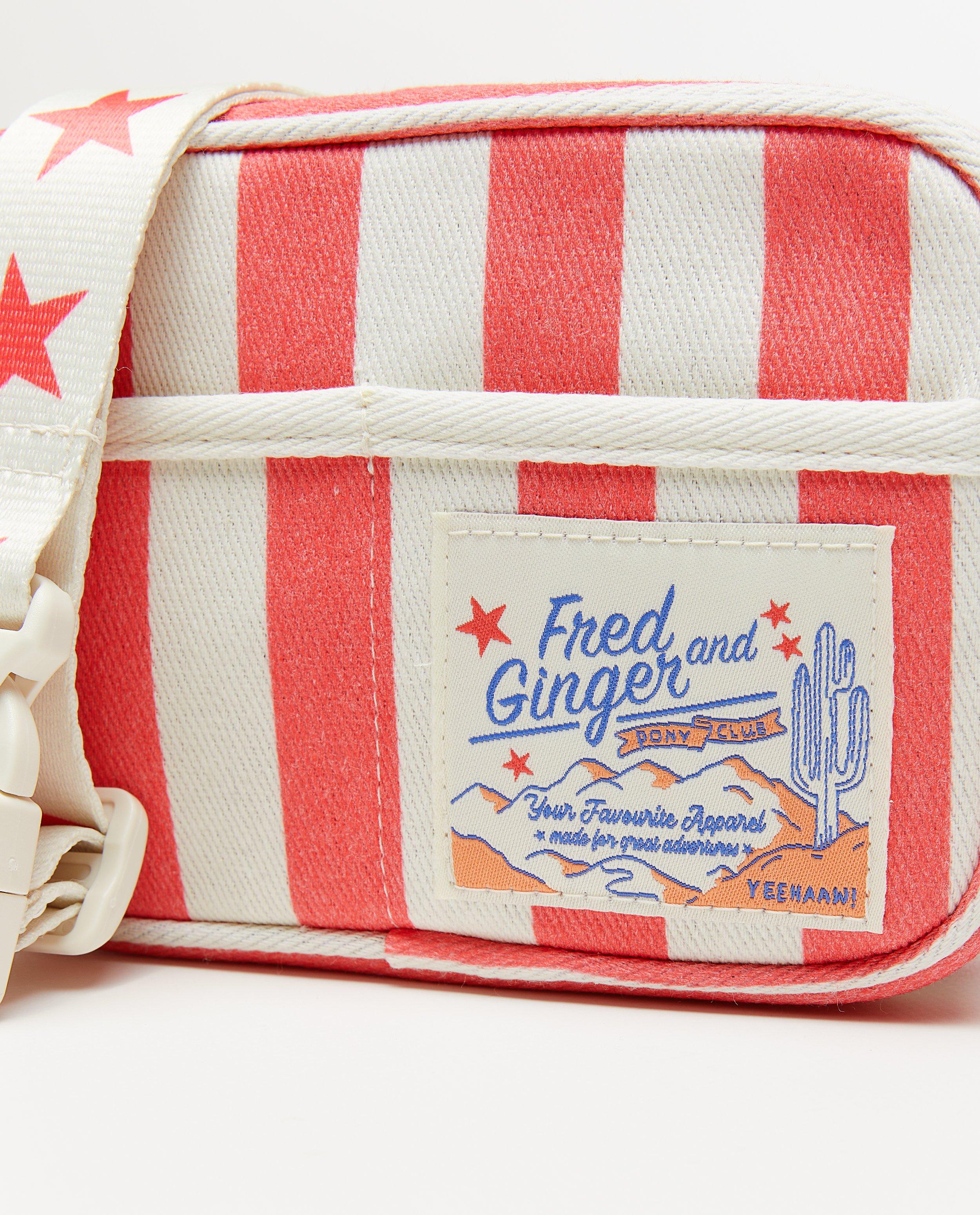 Fred + Ginger torbica za struk s tamnocrvenim prugama