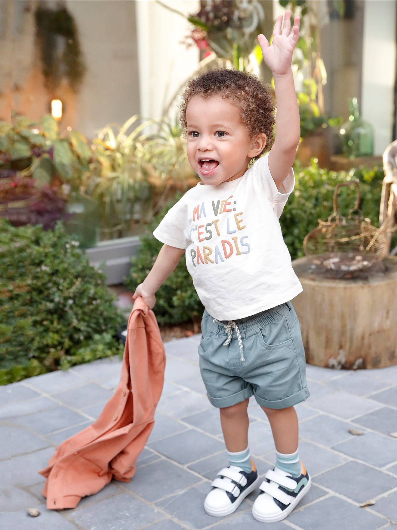 Short sergé taille élastiquée bébé garçon camel