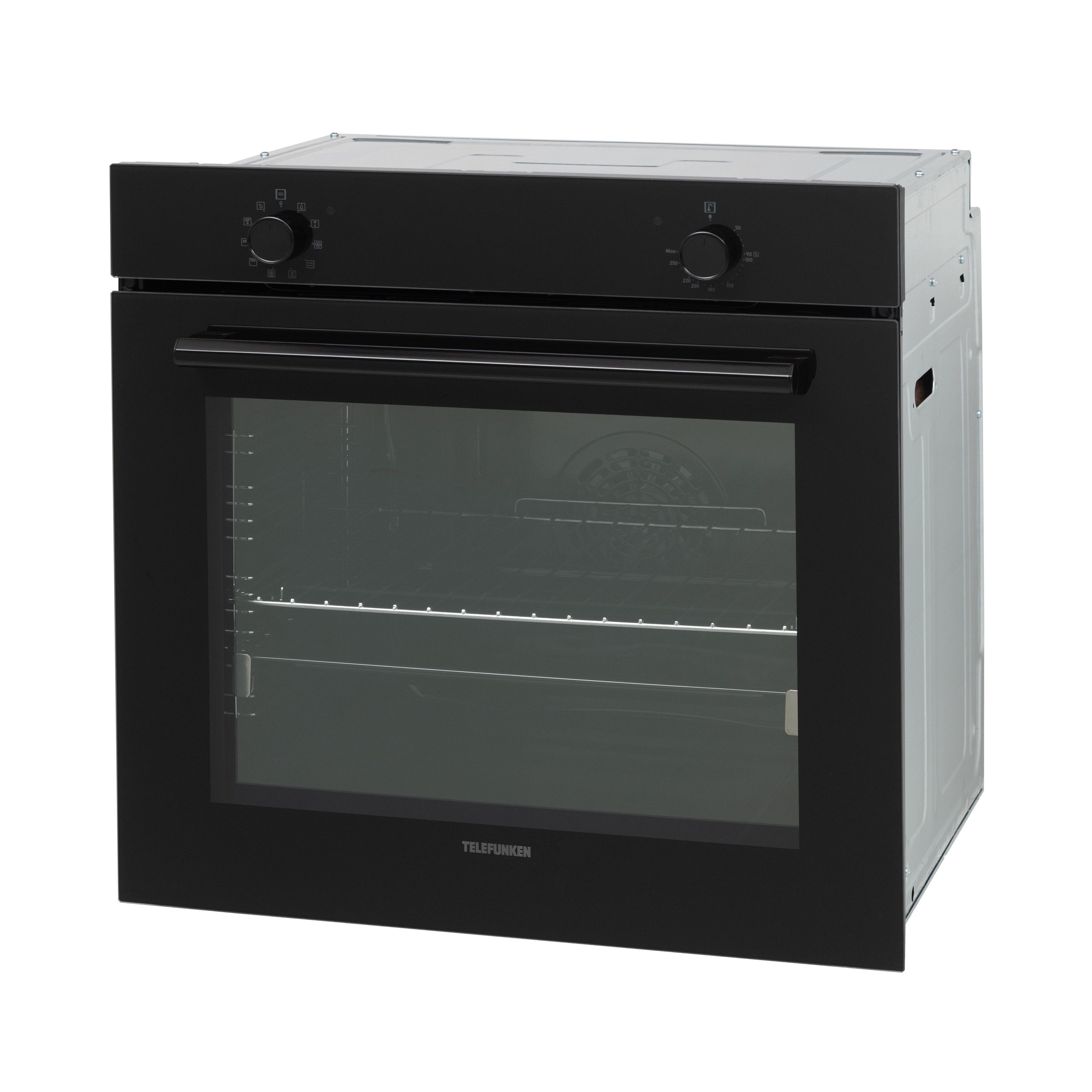 Telefunken Einbaubackofen ECB75A-B, mit Teleskopauszug, VapClean, 75 Liter, 10 Funktionen, Autark, Dampfreinigung, 60 cm, Edelstahl