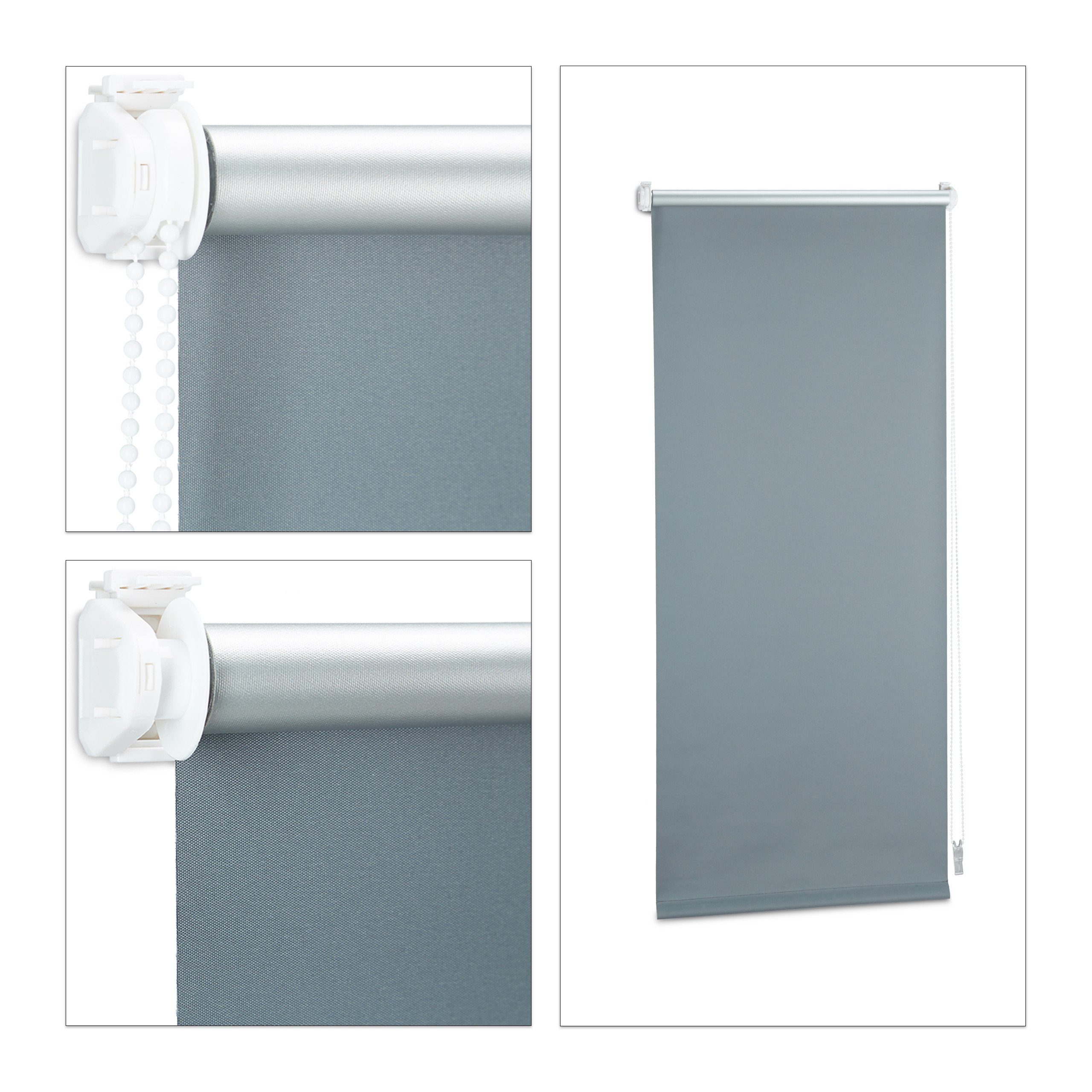 Verdunklungsrollo Verdunkelungsrollo grau 60 bis 120 breit, relaxdays, 70x160cm