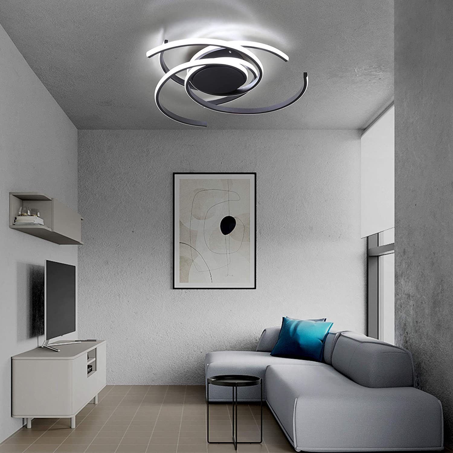 ZMH LED Deckenleuchte 77W dimmbar Fernbedienung Eisen Aluminium, LED fest integriert, warmweiß-kaltweiß