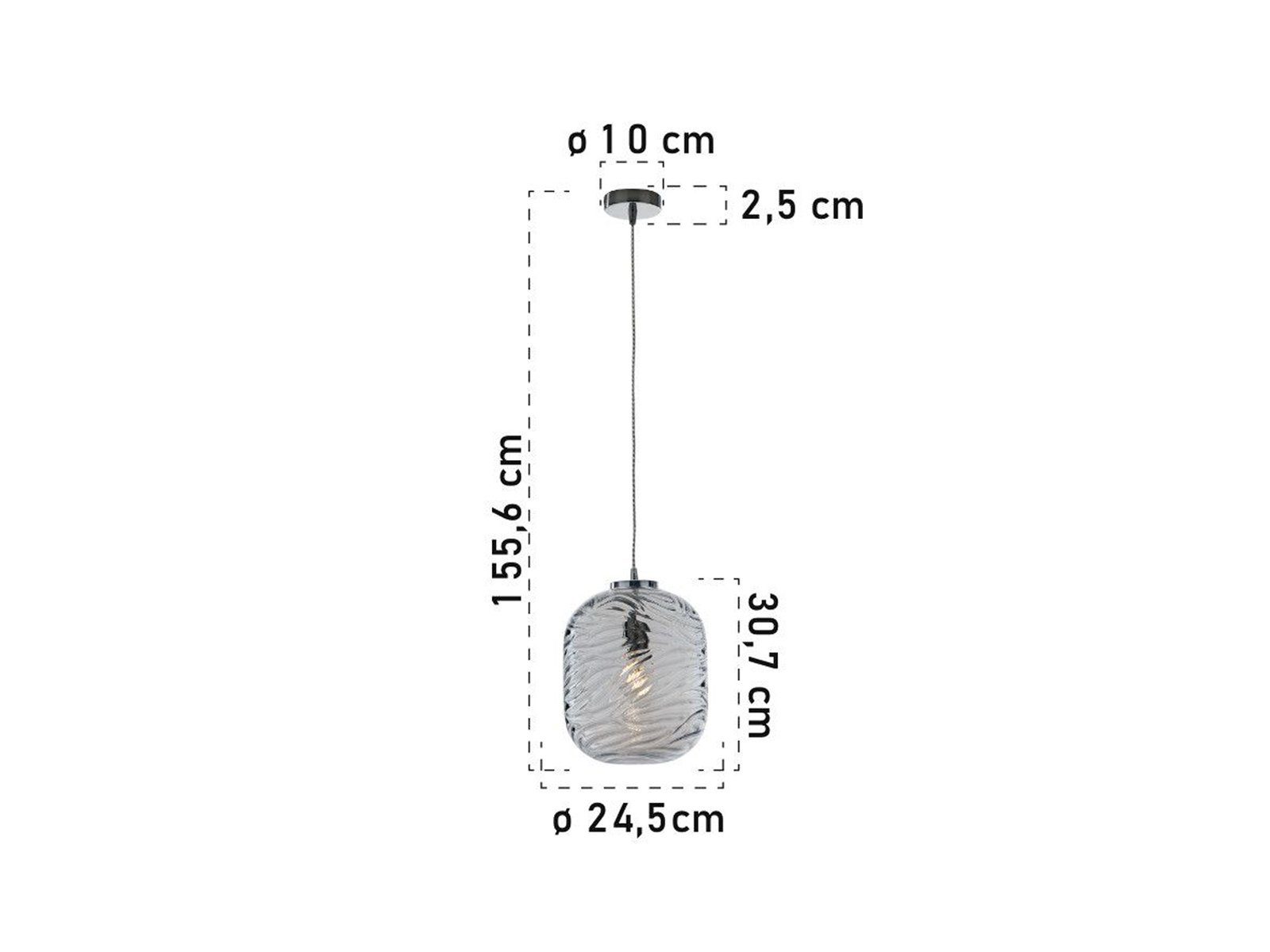 meineWunschleuchte LED Pendelleuchte, Dimmfunktion, LED wechselbar, Warmweiß, Designer Rauch-glas Lampenschirm für über-n Esstisch hängend, Blau