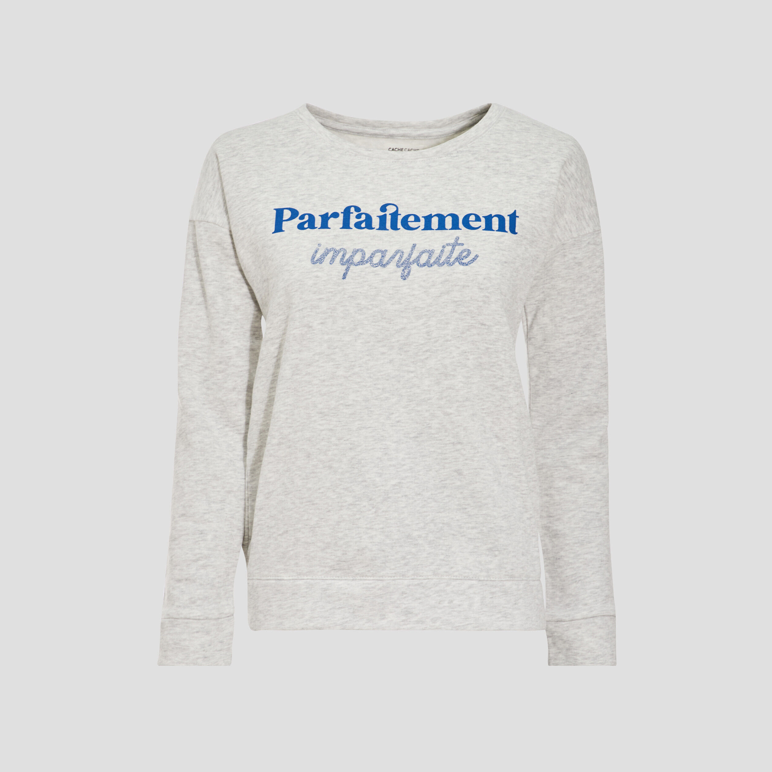 Sweat à manches longues gris clair femme | Cache Cache