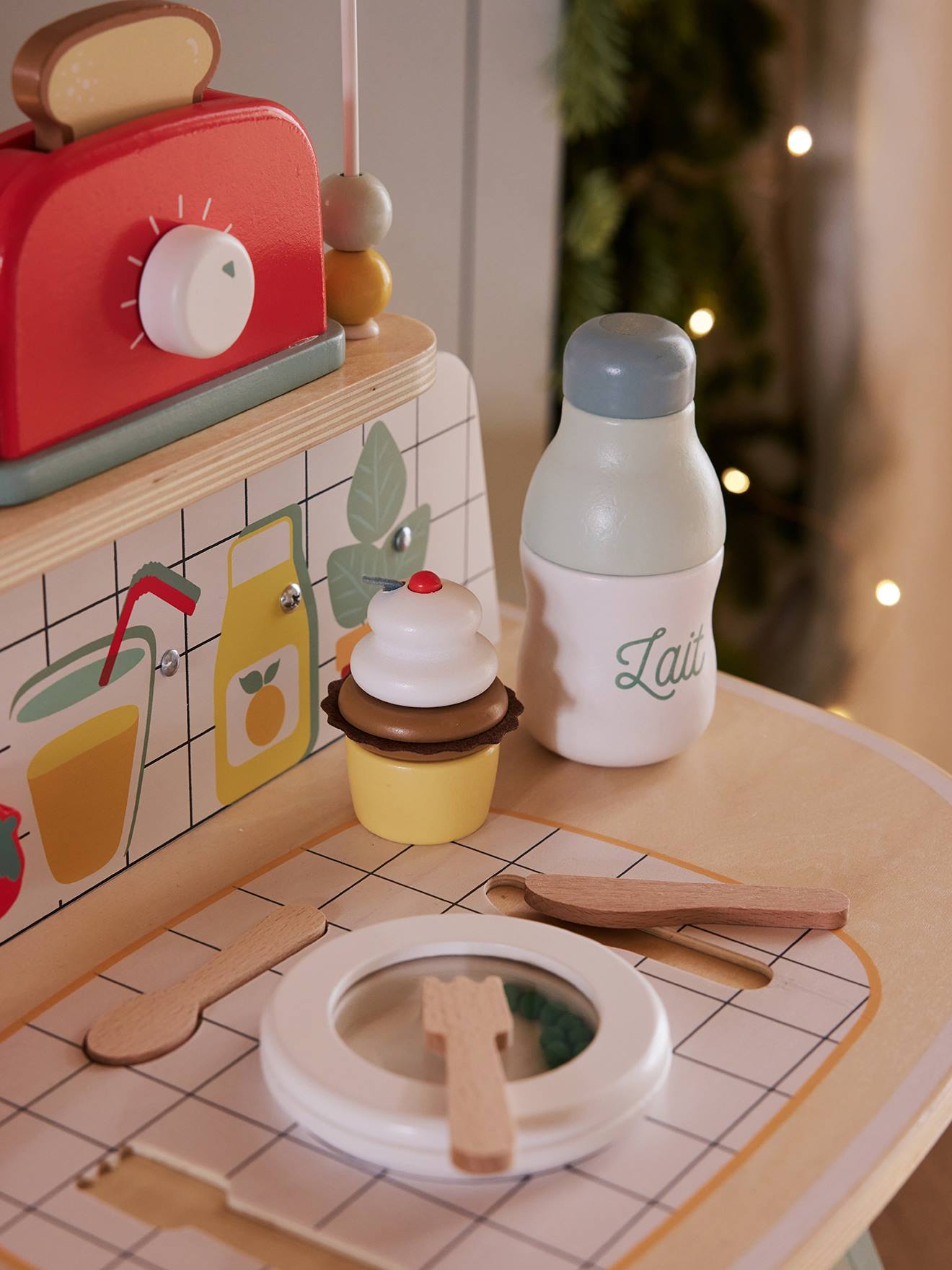 Vertbaudet Kinder Activity-Tisch mit Spielküche, Holz FSC - natur