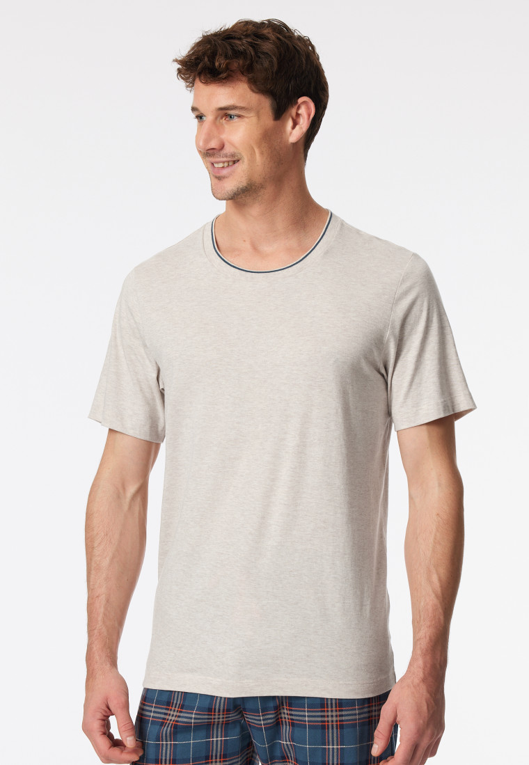 Shirt kurzarm Organic Cotton Streifen beige-meliert - Mix+Relax