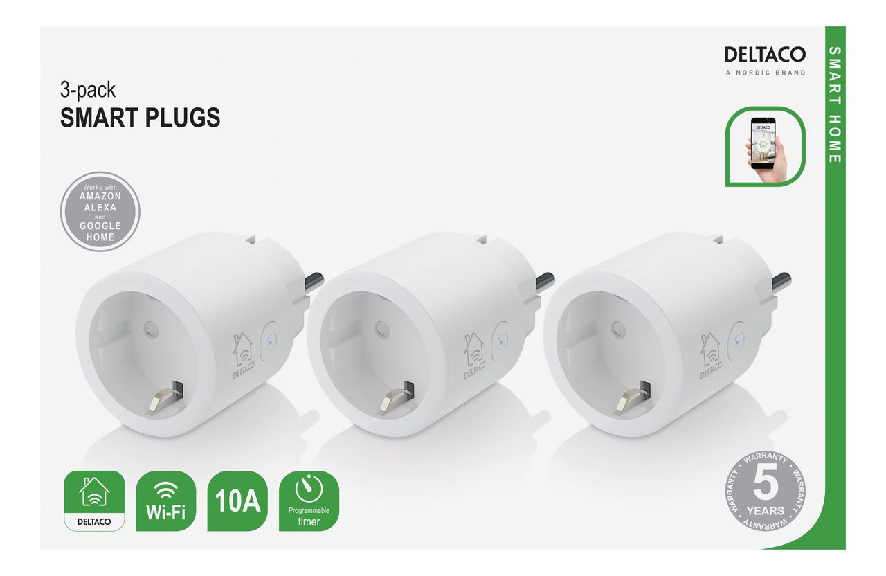 Deltaco DELTACO Smart Home Steckdose, weiß, indoor, 3er Pack