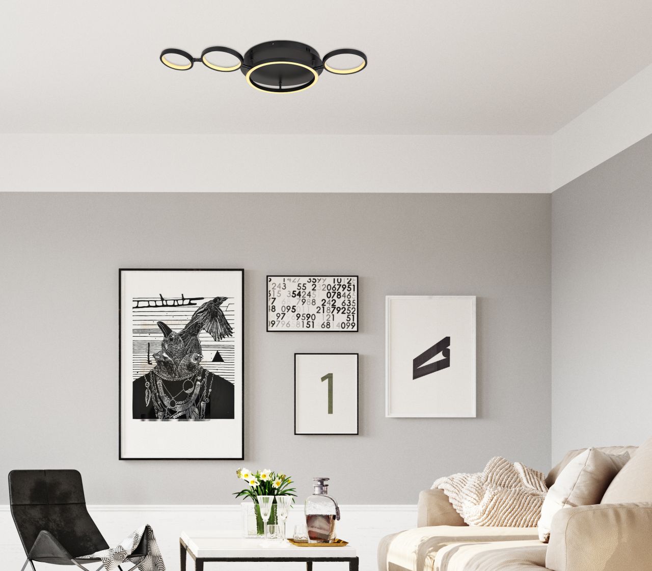 Globo Lighting - ANTONIUS - Deckenleuchte Metall schwarz matt, LED