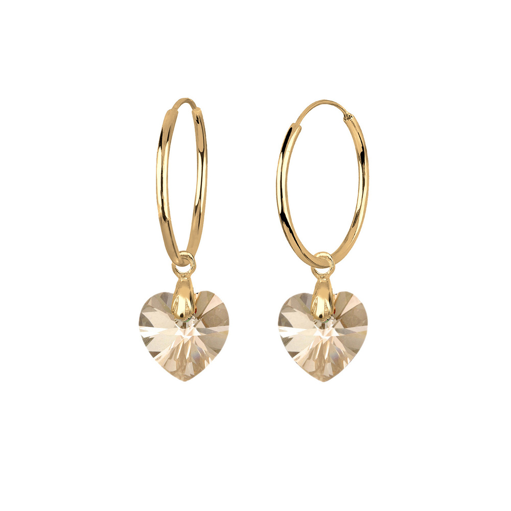 Elli Elli Boucles d'Oreilles Coeur Cristal Plaqué Or Argent (925/1000) Boucles d'oreilles