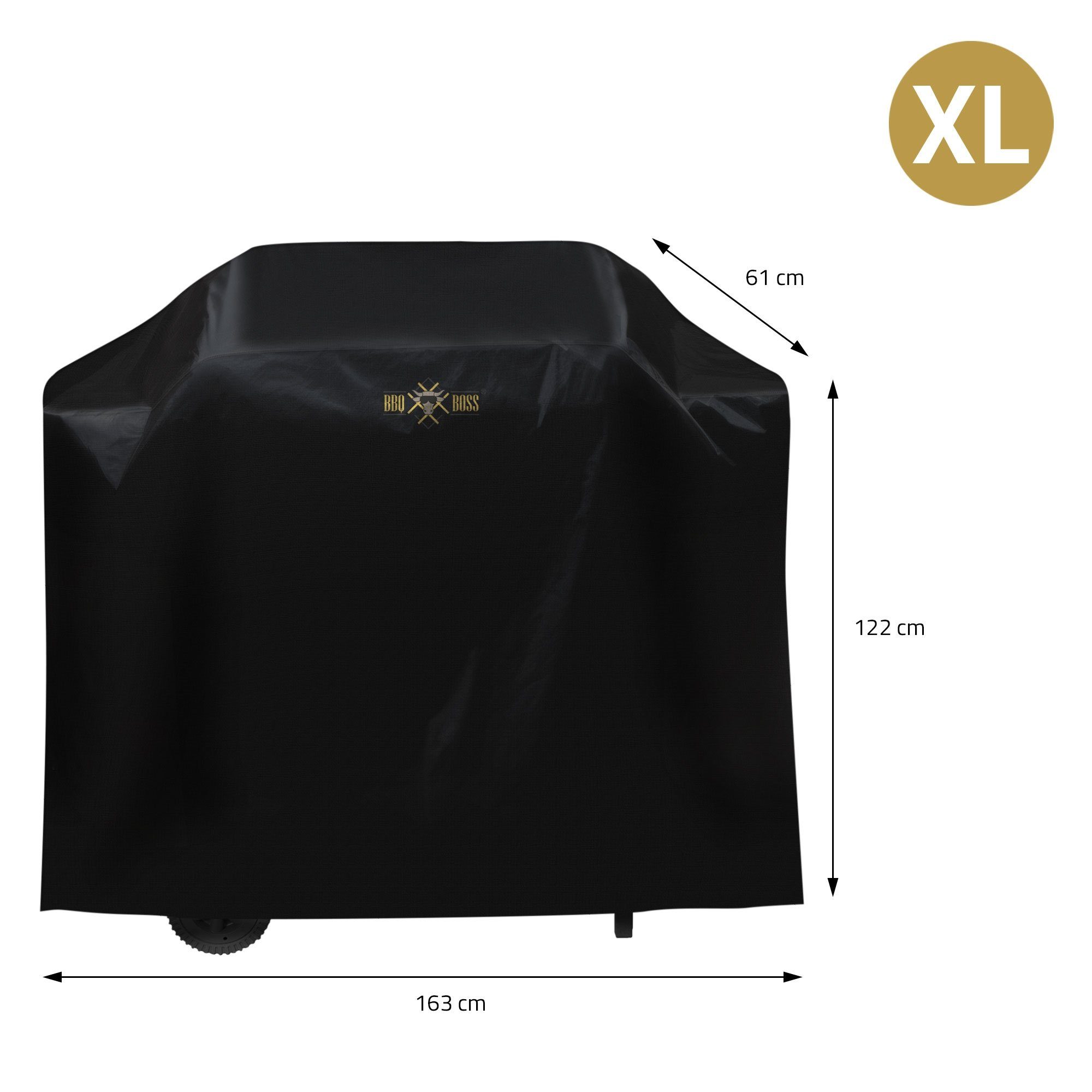 BBQ Boss Gartenmöbel-Schutzhülle Grillabdeckung, Schwarz Oxford-Gewebe 163x61x122cm